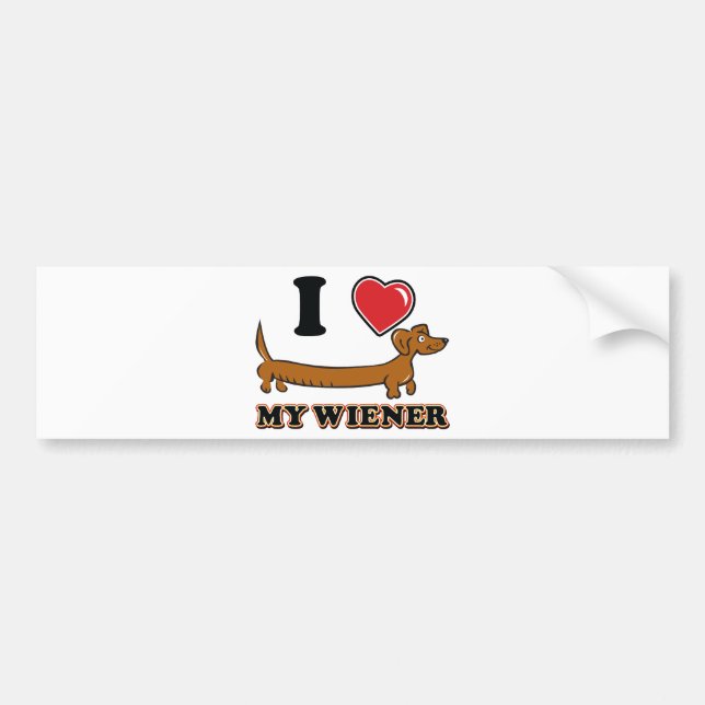 AUTOCOLLANT DE VOITURE I-COEUR-MON-WEINER (Devant)