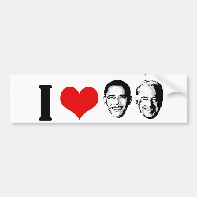 AUTOCOLLANT DE VOITURE I COEUR OBAMA BIDEN (Devant)