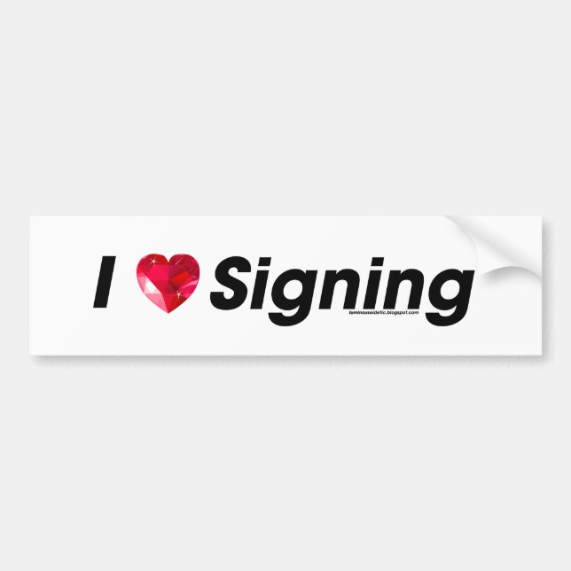 Autocollant De Voiture I coeur signant avec une gemme ! (Devant)