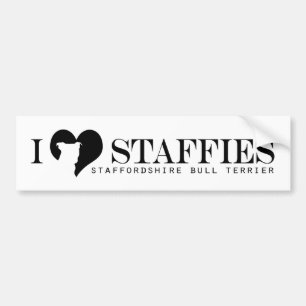 Autocollant De Voiture i coeur Staffies - adhésif pour pare-chocs avec l