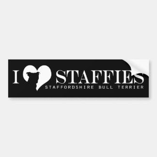 Autocollant De Voiture i coeur Staffies - noir d'adhésif pour pare-chocs
