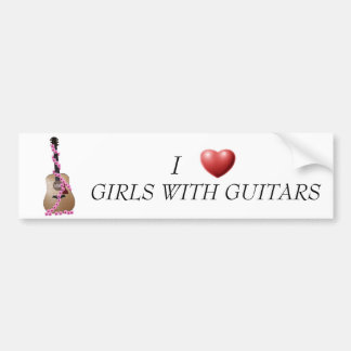 Autocollant De Voiture I filles de coeur avec l'autocollant de guitares