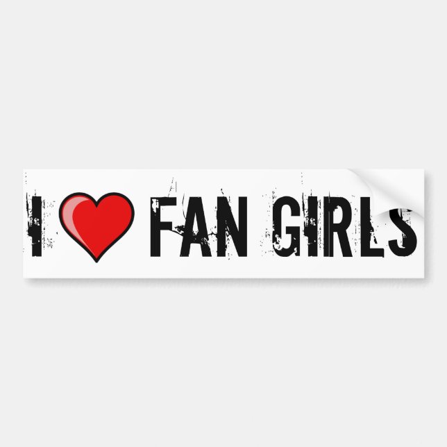 Autocollant De Voiture I filles de fan de coeur (Devant)
