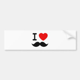 Autocollant De Voiture I heart / Amour Moustaches / Moustaches