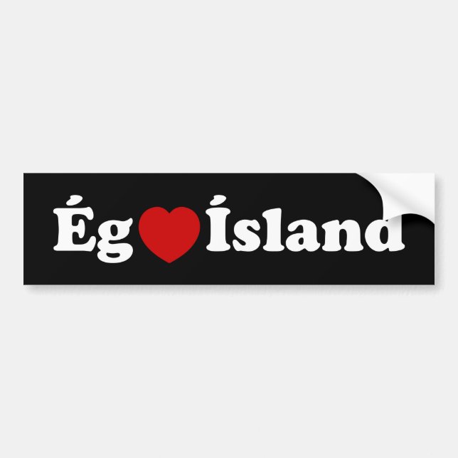 Autocollant De Voiture I Heart (Love) Islande [Ég Elska Ísland] Islandais (Devant)