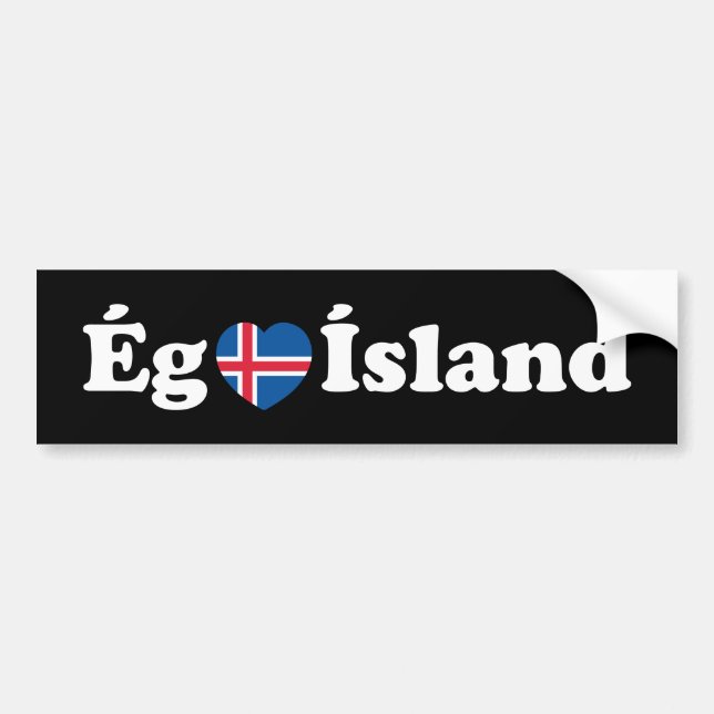Autocollant De Voiture I Heart (Love) Islande [Ég Elska Ísland] Islandais (Devant)