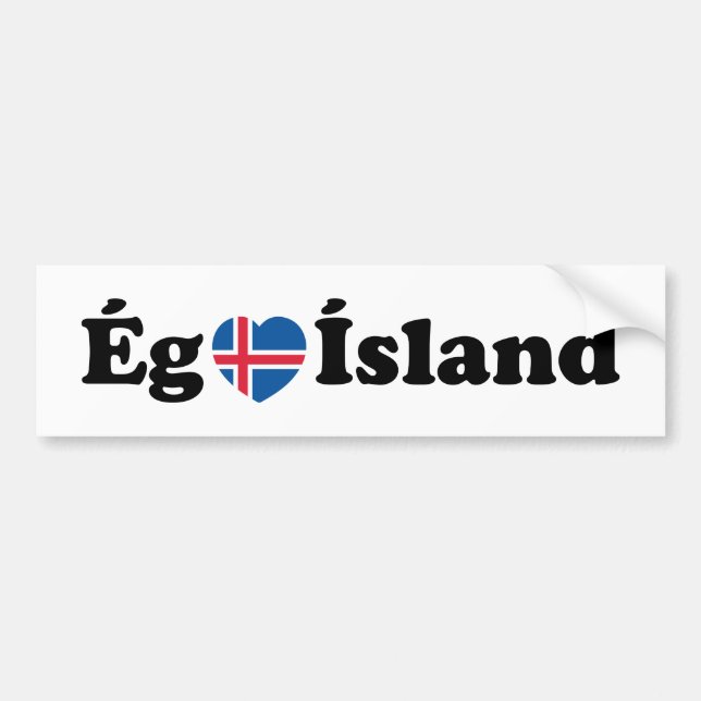 Autocollant De Voiture I Heart (Love) Islande [Ég Elska Ísland] Islandais (Devant)