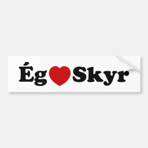 Autocollant De Voiture I Heart (Love) Skyr [Ég Elska Skyr] Islandais
