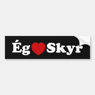 Autocollant De Voiture I Heart (Love) Skyr [Ég Elska Skyr] Islandais