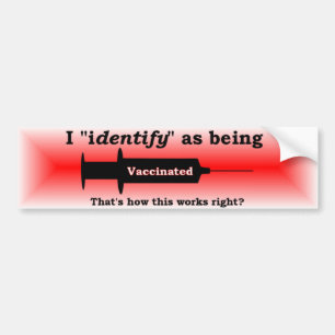 Autocollant De Voiture I identify as being vaccinated red