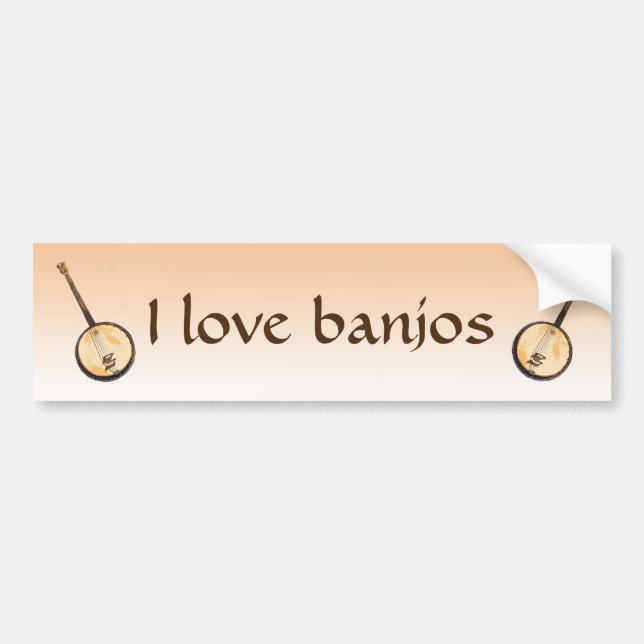 Autocollant De Voiture I Love Banjo Music Instruments Bumper Sticker (Devant)