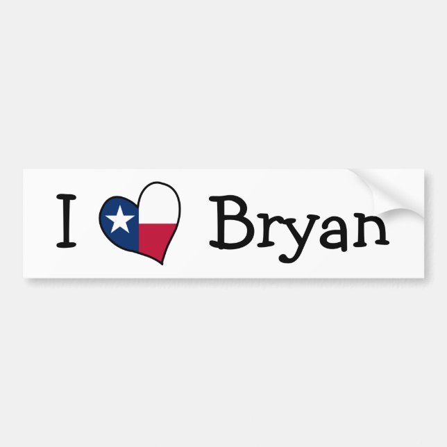Autocollant De Voiture I Love Bryan (Devant)
