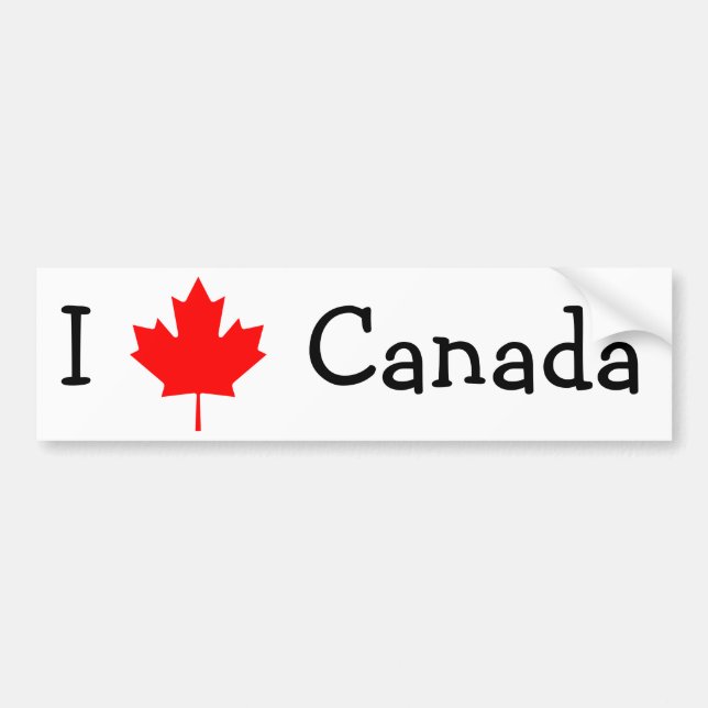 Autocollant De Voiture I Love Canada Bumper Sticker (Devant)