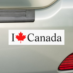 Autocollant De Voiture I Love Canada typographie à la feuille d'érable ro