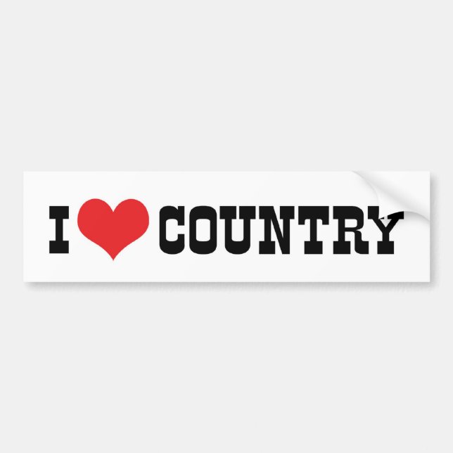 Autocollant De Voiture I Love Country Music Bumper Sticker (Devant)