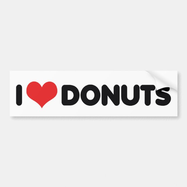 Autocollant De Voiture I Love Donuts Coeur - Donut Snack Aliments Sucre A (Devant)