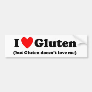 Autocollant De Voiture I Love Gluten (but Gluten doesn't love me) 