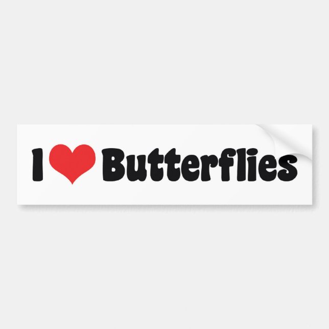 Autocollant De Voiture I Love Heart Butterflies - Papillon Lover (Devant)