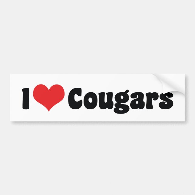 Autocollant De Voiture I Love Heart Cougars (Devant)