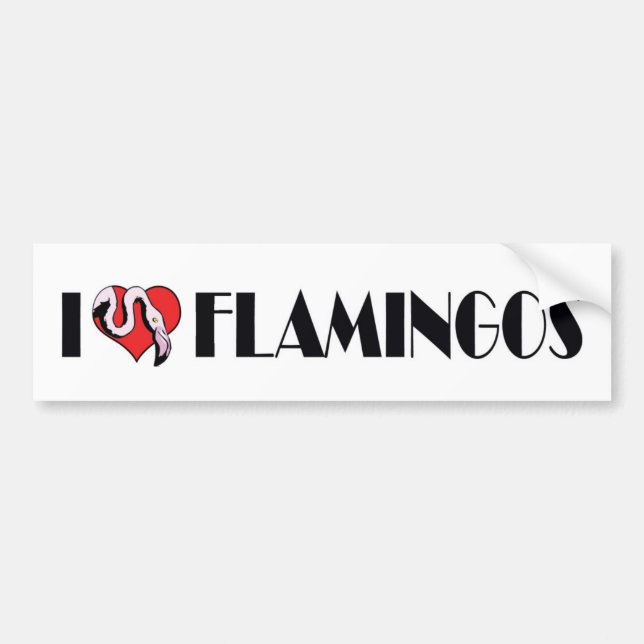 Autocollant De Voiture I Love Heart Flamants roses - Amateurs de Flamants (Devant)