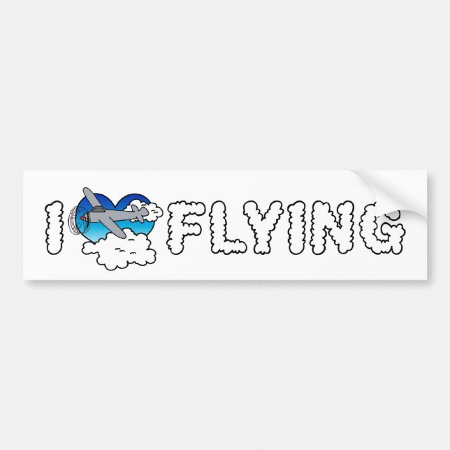 Autocollant De Voiture I Love Heart Flying - Airplane Lover (Devant)