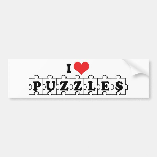 Autocollant De Voiture I Love Heart Jigsaw Puzzles - Puzzle Lover (Devant)