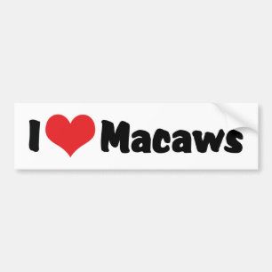 Autocollant De Voiture I Love Heart Macaws - Oiseau