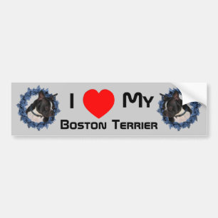 Autocollant De Voiture I Love Heart My Boston Terrier