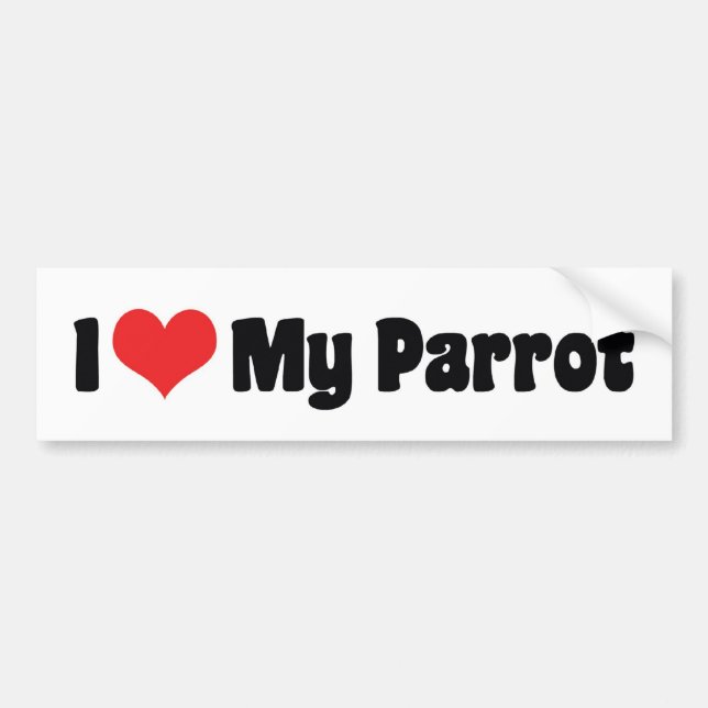 Autocollant De Voiture I Love Heart My Parrot - Oiseau Lover (Devant)