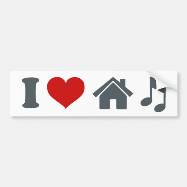 Autocollant De Voiture I Love House Music Bumper Sticker (Devant)