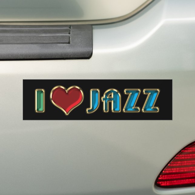 Autocollant De Voiture I Love Jazz Bumper Sticker (En voiture)