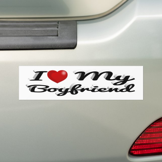 Autocollant De Voiture I Love My Boyfriend texte noir mignon (En voiture)
