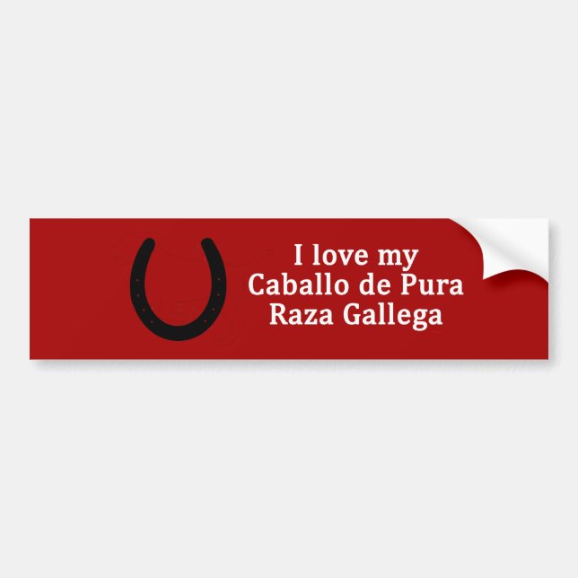 Autocollant De Voiture I Love My Caballo de Pura Raza Gallega Horse (Devant)