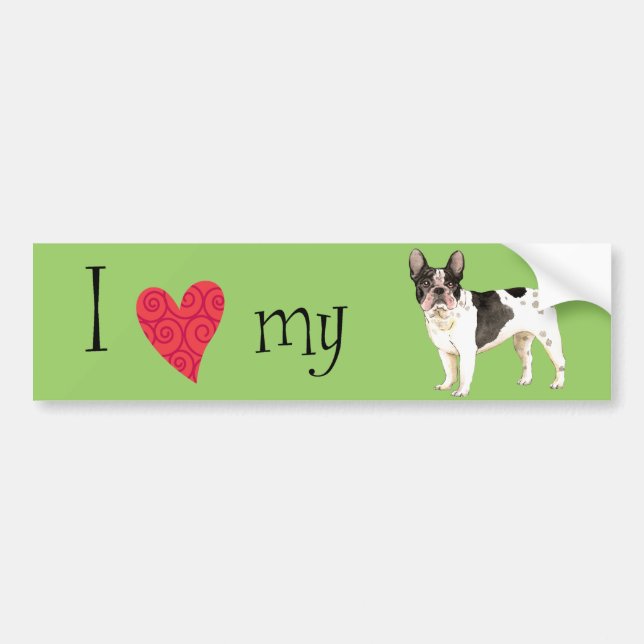 Autocollant De Voiture I Love my French bulldog (Devant)