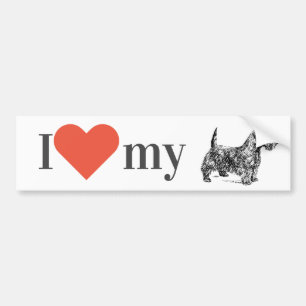 Autocollant De Voiture "I love my Scottie" Scottish Terrier
