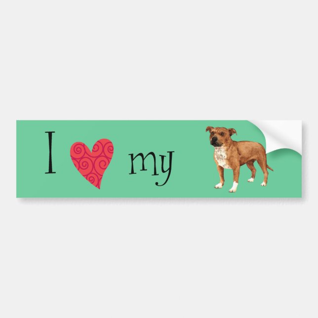 Autocollant De Voiture I Love my Staffordshire Terrier (Devant)