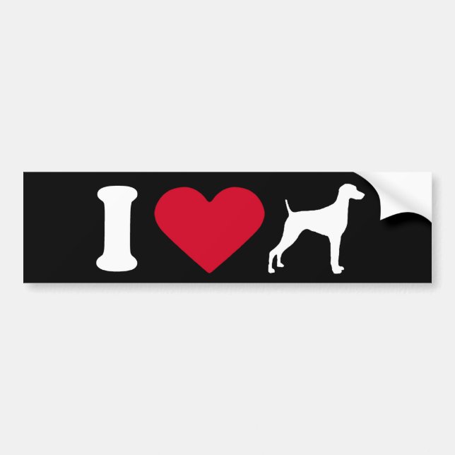 Autocollant De Voiture "I Love my Weimaraner" (Devant)