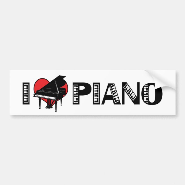 Autocollant De Voiture I Love Piano Bumper Sticker (Devant)