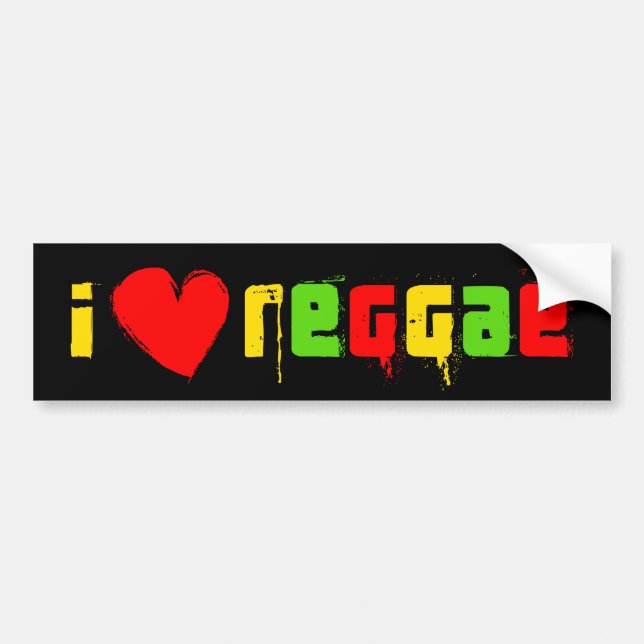 Autocollant De Voiture I Love Reggae (Devant)