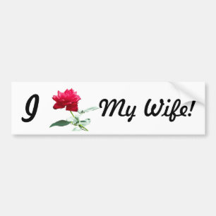 Autocollant De Voiture I Love (Rose Rouge) Ma Femme