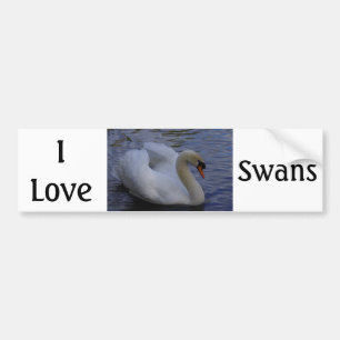 Autocollant De Voiture I Love Swans Bumper Sticker
