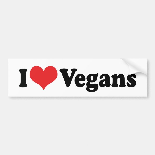 Autocollant De Voiture I Love Vegans Bumper Sticker (Devant)
