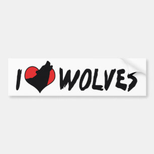 Autocollant De Voiture I Love Wolves Coeur - Loup Lover