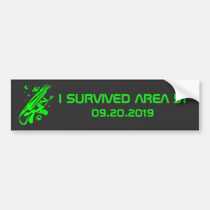 Autocollant De Voiture I Survived Area 51 Alien vert