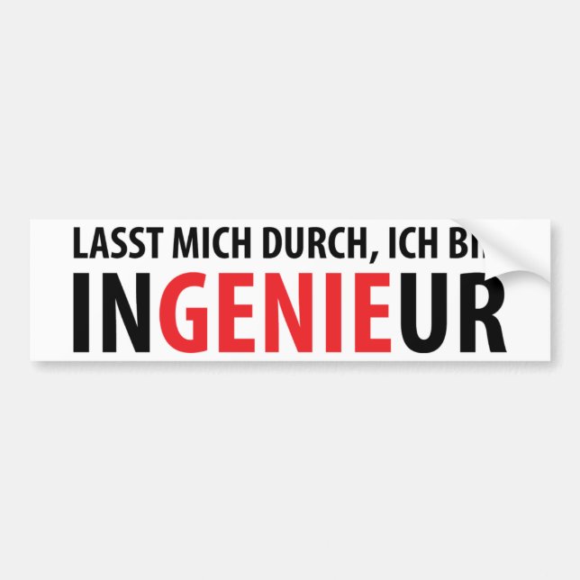 Autocollant De Voiture Ich bin Ingenieur (Devant)