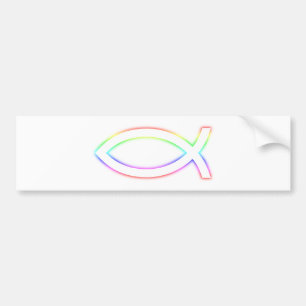 Autocollant De Voiture Ichthus - symbole chrétien de poissons - rougeoye
