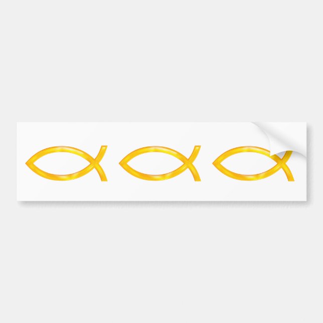 Autocollant De Voiture Ichthus | Symbole de poisson chrétien d'or (Devant)