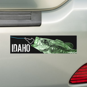 AUTOCOLLANT DE VOITURE ID LARGEMOUTH BASS - ICI FISHY STKG IDAHO