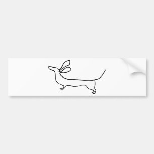 Autocollant De Voiture Illustration au trait teckel un d'oreilles de vol