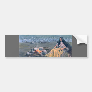 Autocollant De Voiture INDIEN MAIDEN & CAMPFIRE par SHARON SHARPE
